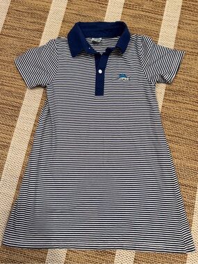 Striped Navy Polo Dress for Girls with Contrast Collar
